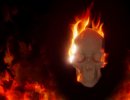 3D Bild: brennender totenkopf
