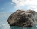 3D Bild: Stein im Wasser