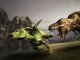 T-rex hunts a parasaurolophus
